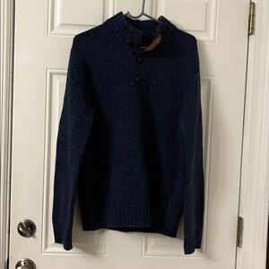 UNTUCKit Sweater medium navy Blue Lambswool Henley Pullover Knit Ragg Vangone